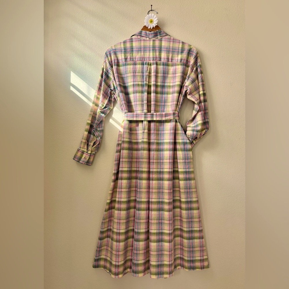 Ines de la Fressange for Uniqlo plaid linen/linen long sleeve shirt dress. NWOT - Picture 5 of 8